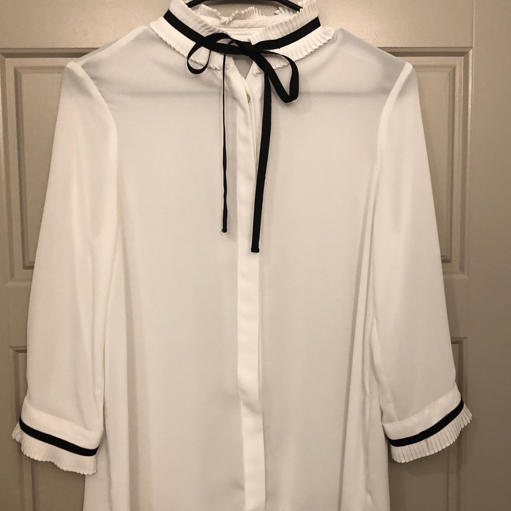 Zara Basic Black and White Blouse